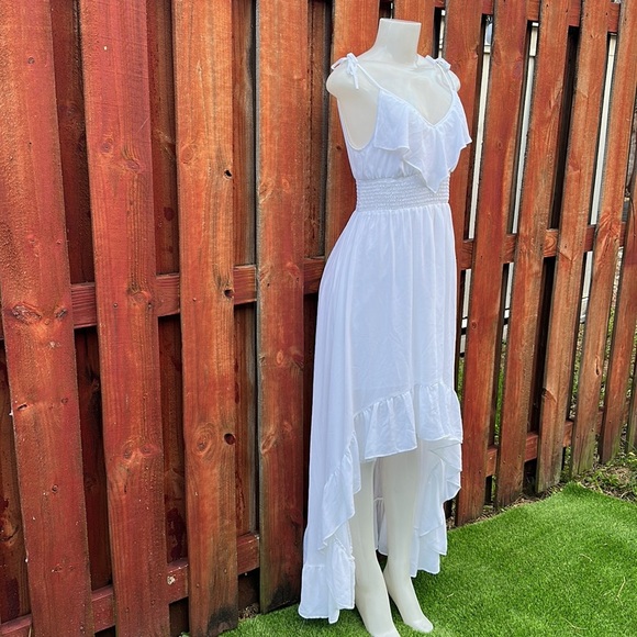 Guess White High Low Sundress with Cap Sleeves Size S - Picture 4 of 12